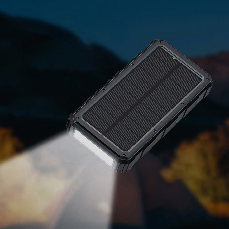 Solar Powerbank Mit Taschenlampe 20000mAh 3 7V Beleuchtung