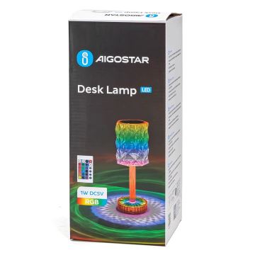 Aigostar - Dimmbare aufladbare LED-RGB-Tischlampe LED/1W/5V 1800mAh 26 cm + Fernbedienung