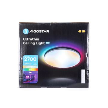 Aigostar - Dimmbare LED-RGB-Deckenleuchte für das Badezimmer LED/24W/230V 3000-6500K d 42 cm IP44 + Fernbedienung