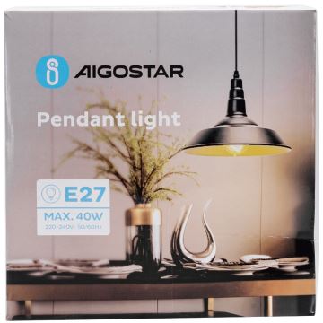 Aigostar - Hängeleuchte an Schnur 1xE27/60W/230V schwarz