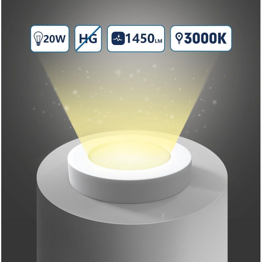 Aigostar - LED-Deckenleuchte LED/20W/230V d 24,7 cm 3000K weiß