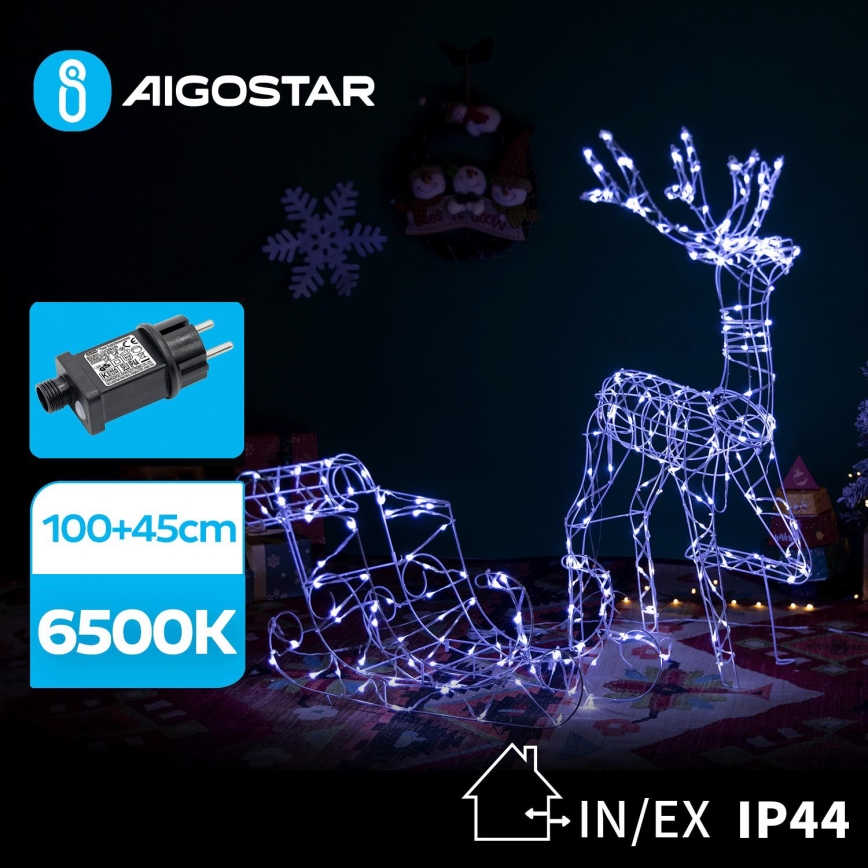 Aigostar - LED-Dekoration für den Außenbereich LED/3,6W/31/230V 6500K 90/45cm IP44 Rentier mit Schlitten