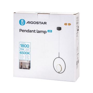Aigostar - LED-Hängeleuchte an Schnur LED/15W/230V 2700K schwarz/golden