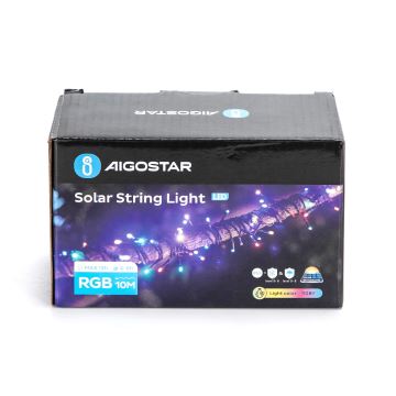 Aigostar - LED-Solar-Weihnachtskette 100xLED/8 Funktionen 12m IP65 mehrfarbig