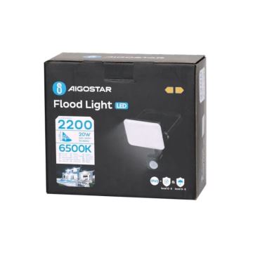 Aigostar - LED-Strahler mit Sensor LED/20W/230V 6500K IP65 schwarz