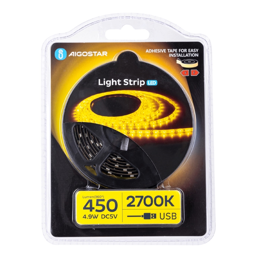 Aigostar - LED-Streifen 2m LED/4,9W/5V 2700K IP65