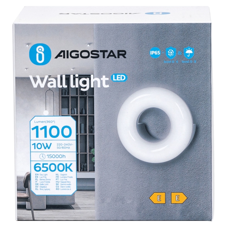 Aigostar - LED-Wandleuchte für Außenbereiche LED/10W/230V 6500K IP65 schwarz