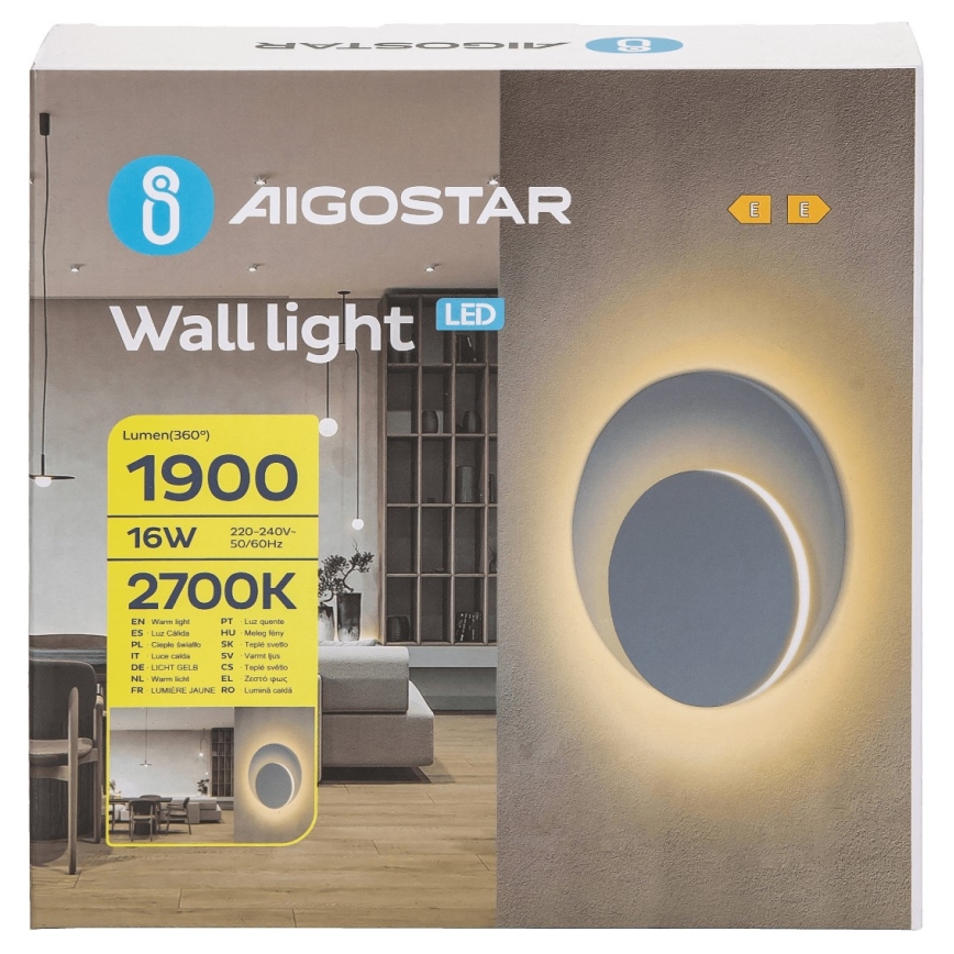 Aigostar - LED-Wandleuchte LED/16W/230V 2700K weiß