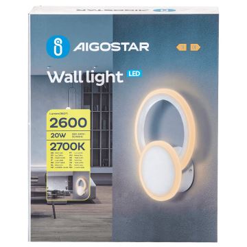 Aigostar - LED-Wandleuchte LED/20W/230V 2700K weiß