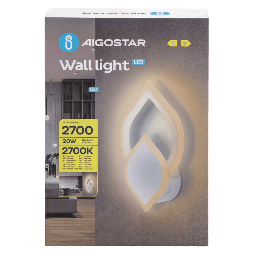 Aigostar - LED-Wandleuchte LED/20W/230V 2700K weiß