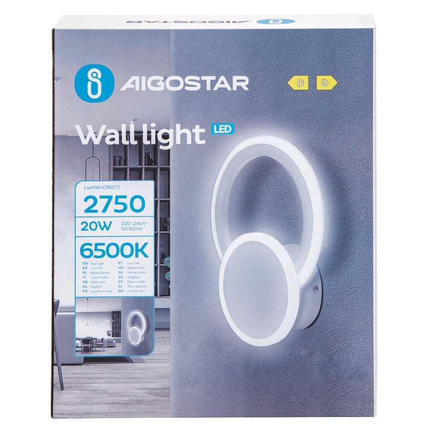 Aigostar - LED-Wandleuchte LED/20W/230V 6500K weiß