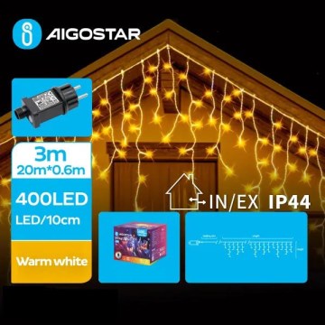 Aigostar - LED-Weihnachtslichterkette für den Außenbereich 400xLED/8 Funktionen 23x0,6m IP44 warmweiβ