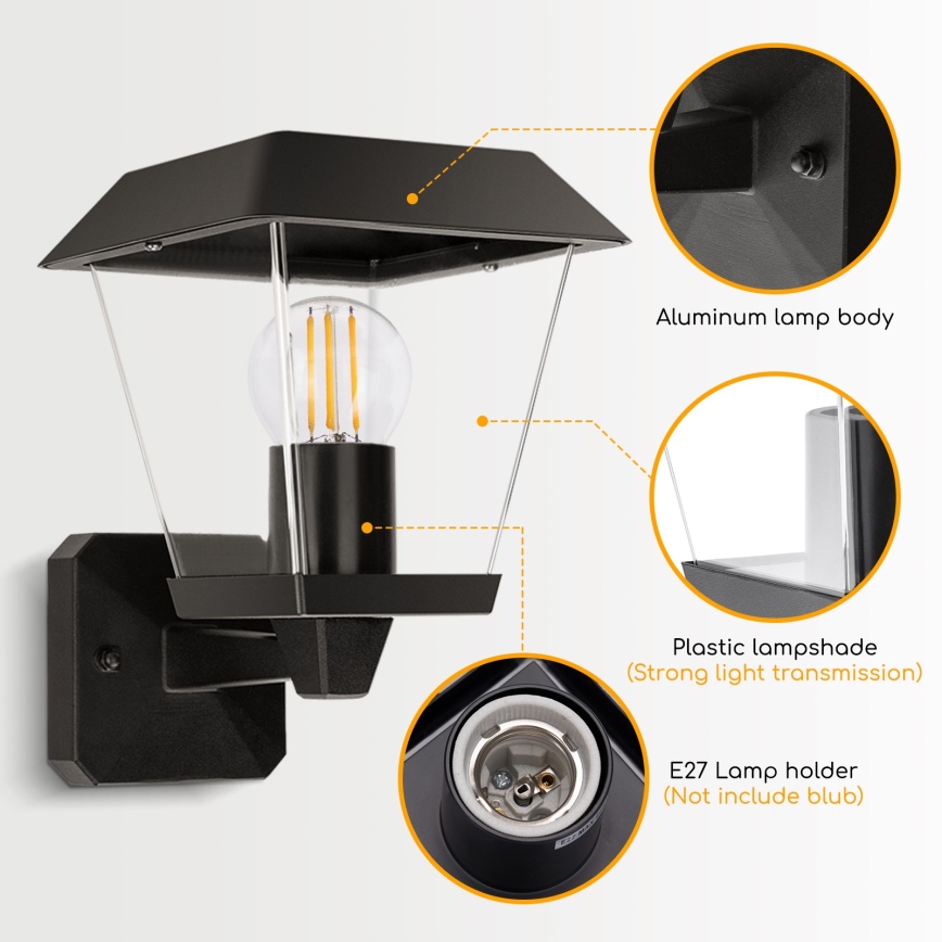 Aigostar - Outdoor-Wandleuchte 1xE27/60W/230V IP44 anthrazit