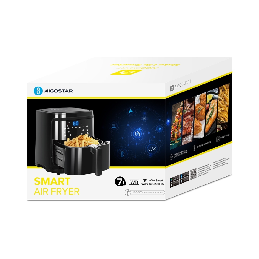 Aigostar - Smart Heißluftfritteuse 7l 1900W/230V/60min Wi-Fi