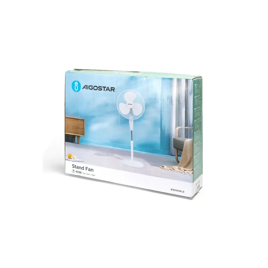 Aigostar - Standventilator 40W/230V weiß