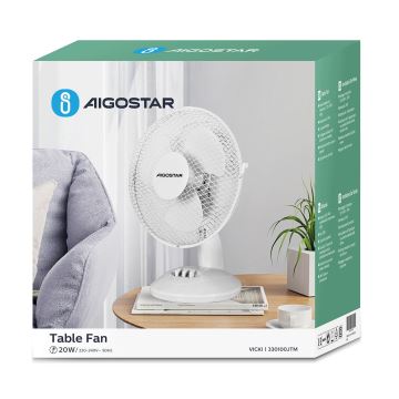 Aigostar - Tischventilator 20W/230V weiß