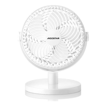 Aigostar - Tischventilator 3W/5V weiß