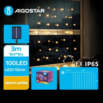 Aigostar - Weihnachtliche LED-Solarlichterkette  100xLED/8 Funktionen 4x1m IP65 warmweiβ
