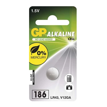 Alkali-Knopfzelle LR43 GP ALKALINE 1,5V/70 mAh