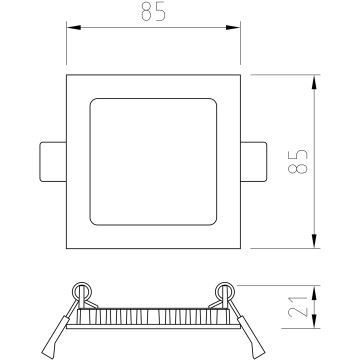 APLED - LED-Badezimmer-Einbauleuchte SQUARE LED/3W/230V IP41 85x85 mm