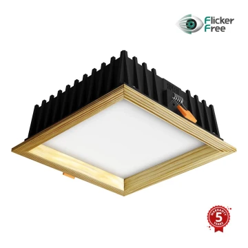 APLED - LED-Einbauleuchte SQUARE WOODLINE LED/12W/230V 3000K 17x17 cm Kiefer Massivholz