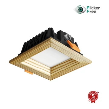 APLED - LED-Einbauleuchte SQUARE WOODLINE LED/3W/230V 4000K 9x9 cm Kiefer Massivholz