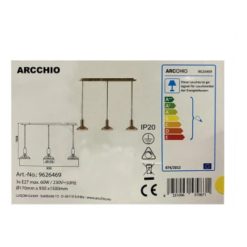 Arcchio - Hängeleuchte an Schnur JAIKA 3xE27/60W/230V