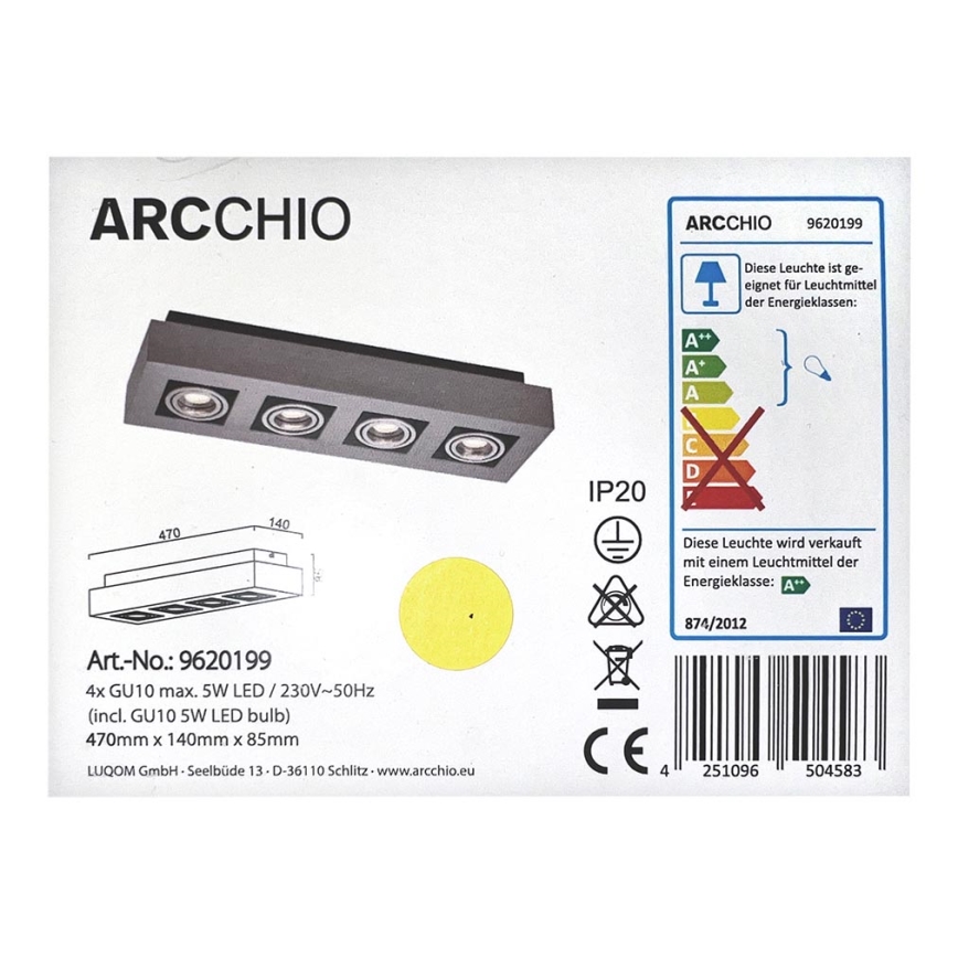 Arcchio - LED-Strahler VINCE 4xGU10/5W/230V