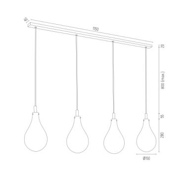 Argon 1740 - Hängeleuchte OAKLAND 4xG9/6W/230V