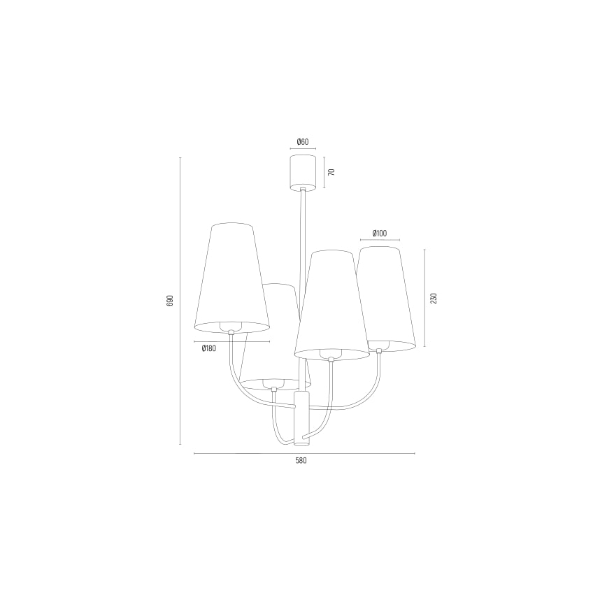 Argon 1821 - Hängeleuchte an Stange SAFIANO 4xE27/15W/230V golden