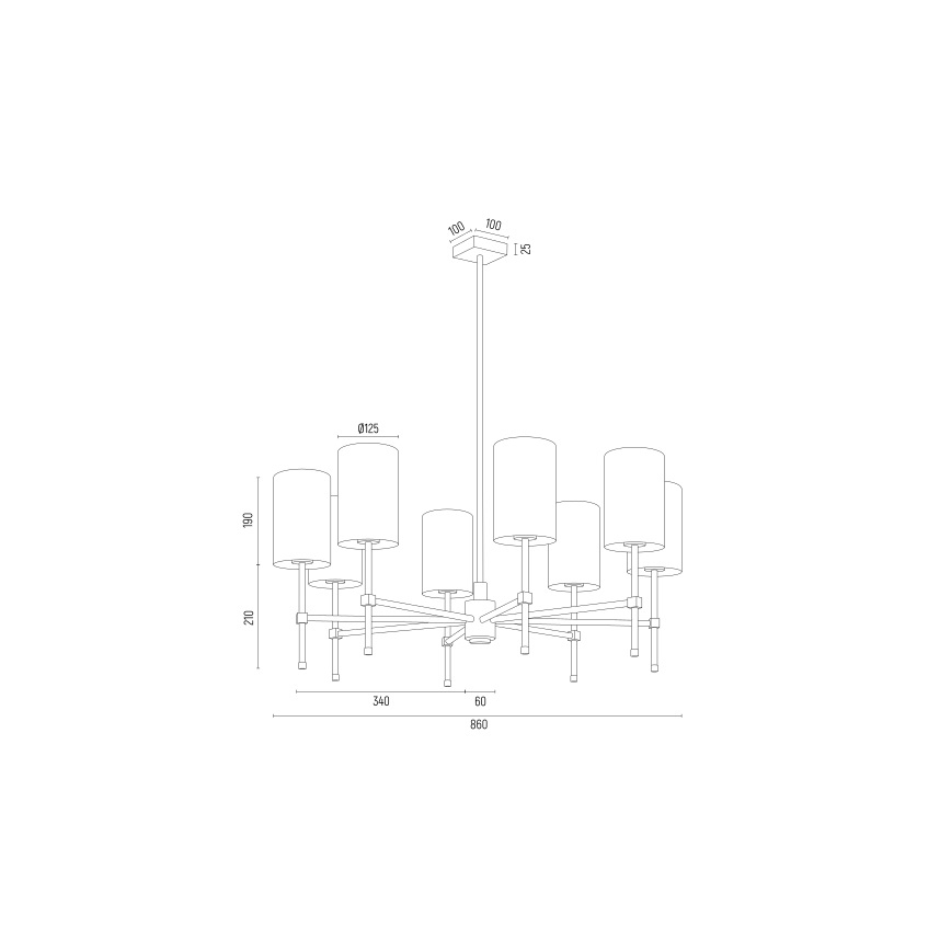 Argon 5051 - Kronleuchter an einer Stange ABRUZZO 8xE14/15W/230V messing/weiß