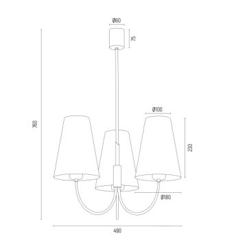 Argon 6267 - Hängeleuchte an Stange SAFIANO 3xE27/15W/230V golden