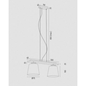 Argon 7151 - Hängeleuchte an Schnur ARDEN 2xE27/15W/230V golden