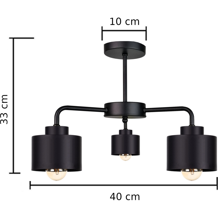 Aufbauleuchte SIMPLY BLACK 3xE27/60W/230V