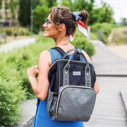 BabyOno - Wickelrucksack für Kinderwagen Oslo Style schwarz