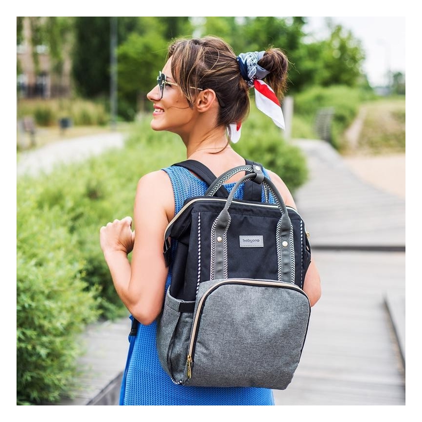 BabyOno - Wickelrucksack für Kinderwagen Oslo Style schwarz