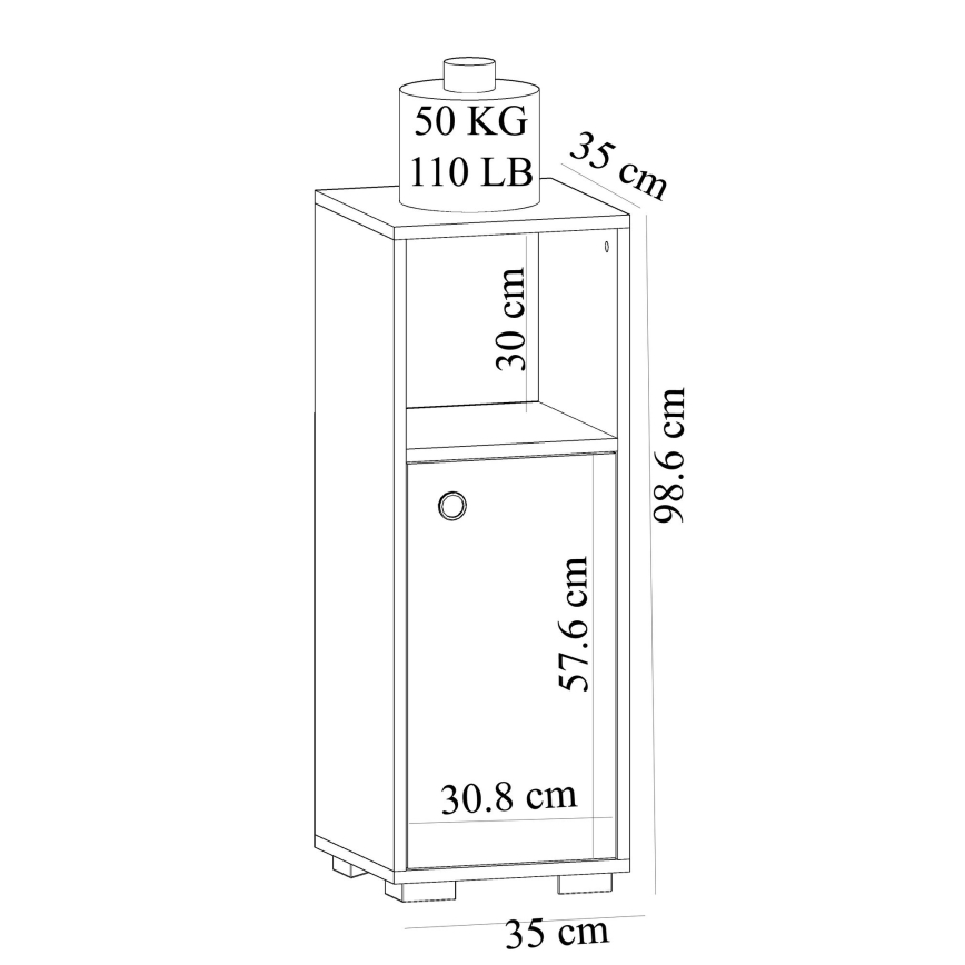 Badezimmerschrank AHU 98,6x35 cm weiß