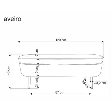 Bank mit Stauraum AVEIRO 46x120 cm weiß