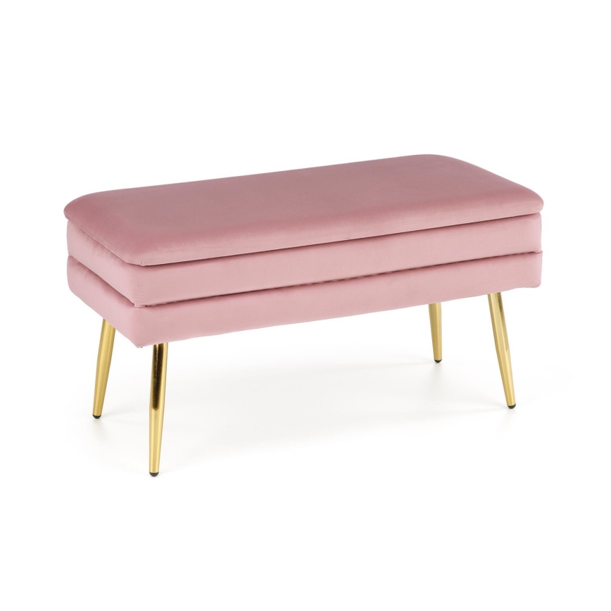 Bank mit Stauraum VELVA 37x78 cm rosa/golden