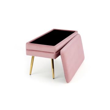 Bank mit Stauraum VELVA 37x78 cm rosa/golden