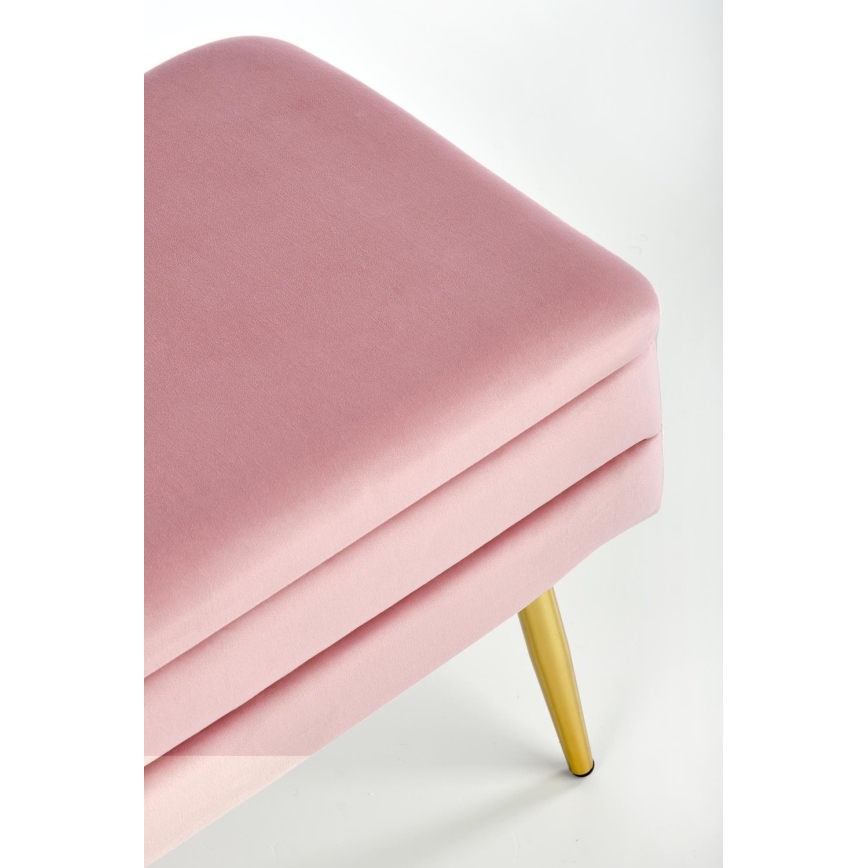 Bank mit Stauraum VELVA 37x78 cm rosa/golden