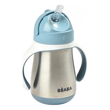 Beaba –  Thermoisolierter Becher mit Strohhalm 250 ml blau