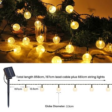 Brilagi - Dekorative LED-Solarlichterkette BUBBLE 200xLED/8 Funktionen 20m IP65 warmweiβ