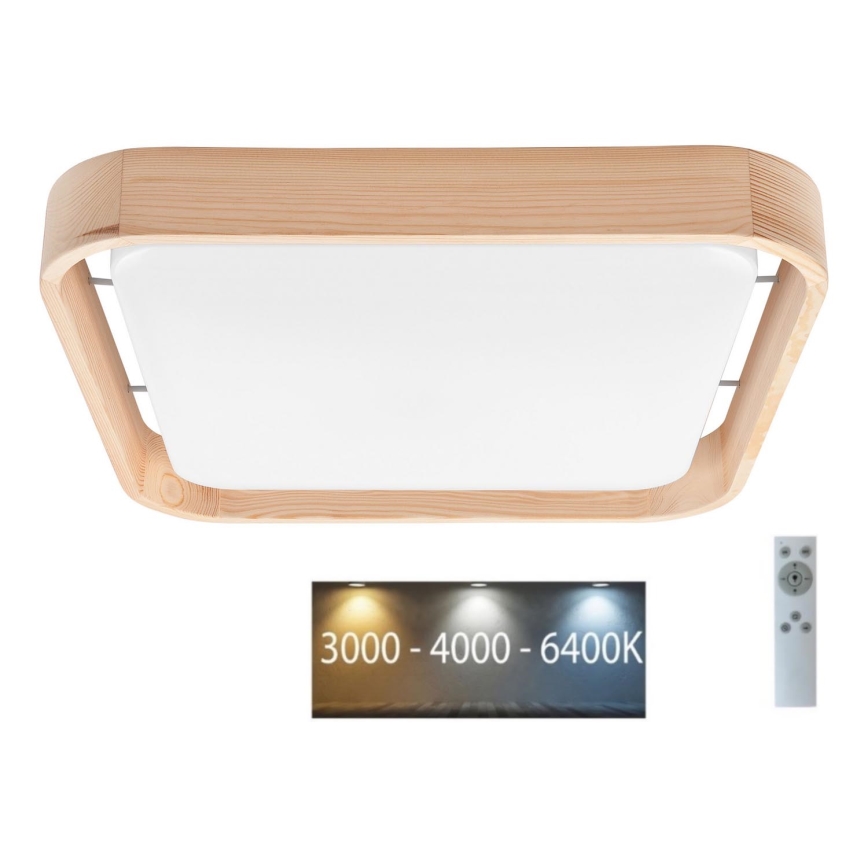 Brilagi - Dimmbare LED-Deckenleuchte MANAROLA CUBIC LED/24W/230V 3000-6500K Kiefer + Fernbedienung