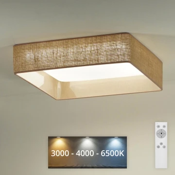 Brilagi - Dimmbare LED-Deckenleuchte VELVET SQUARE LED/24W/230V 3000/4000/6500K + Fernbedienung braun