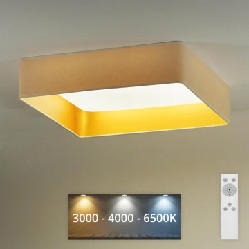 Brilagi - Dimmbare LED-Deckenleuchte VELVET SQUARE LED/24W/230V 3000/4000/6500K + Fernbedienung cremefarben