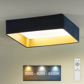 Brilagi - Dimmbare LED-Deckenleuchte VELVET SQUARE LED/24W/230V 3000/4000/6500K + Fernbedienung dunkelblau