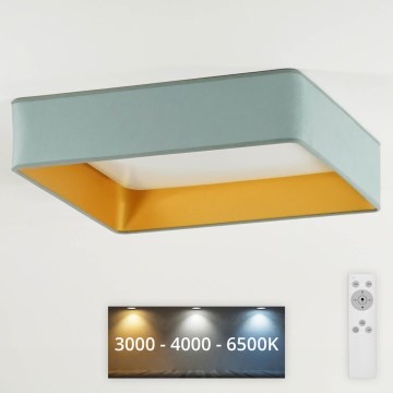 Brilagi - Dimmbare LED-Deckenleuchte VELVET SQUARE LED/24W/230V 3000/4000/6500K + Fernbedienung Minze