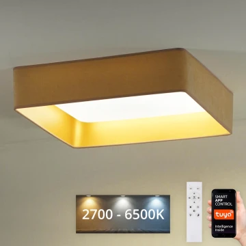 Brilagi - Dimmbare LED-Deckenleuchte VELVET SQUARE SMART LED/36W/230V 2700-6500K Wi-Fi Tuya + Fernbedienung beige