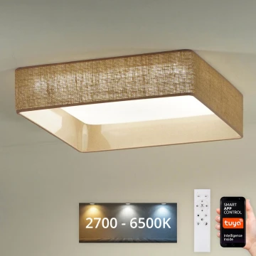 Brilagi - Dimmbare LED-Deckenleuchte VELVET SQUARE SMART LED/36W/230V 2700-6500K Wi-Fi Tuya + Fernbedienung braun